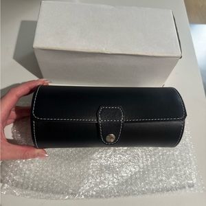 Black Faux Leather Watch Case